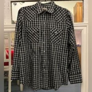 ELY CATTLEMAN GINGHAM PLAID WESTERN SHIRT
